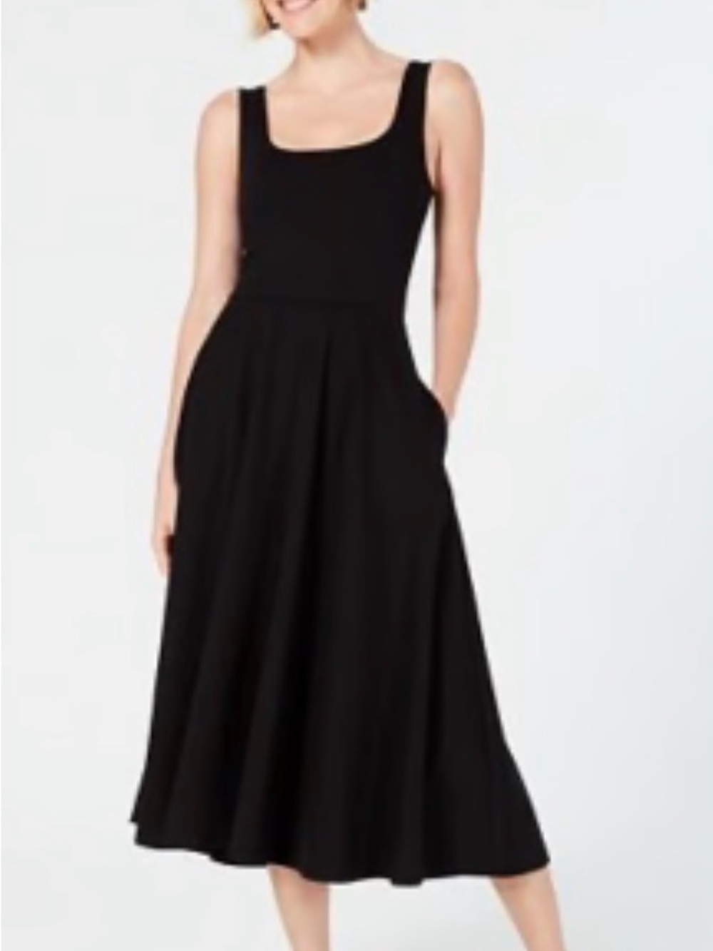 Alfani Classic Black Midi Tank Fit and Flare Dress